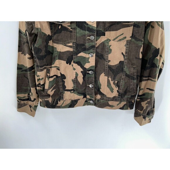 Women's Taxi Green Camo Cropped Lightweight Jacket Size M - Picture 3 of 5